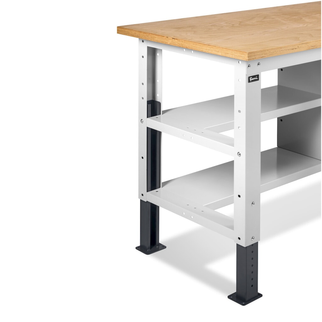 Fami Werkbank, höhenverstellbar, 4 Schubladen, Rückwand u. 2 Fachböden, TK 1.000 kg, HxBxT 740-1.110 x 1.500 x 750 mm, RAL 7035 lichtgrau / RAL 7016 anthrazitgrau Produktabbildung Nr. 11: Fami Werkbank, höhenverstellbar, 4 Schubladen, Rückwand u. 2 Fachböden, TK 1.000 kg, HxBxT 740-1.110 x 1.500 x 750 mm, RAL 7035 lichtgrau / RAL 7016 anthrazitgrau