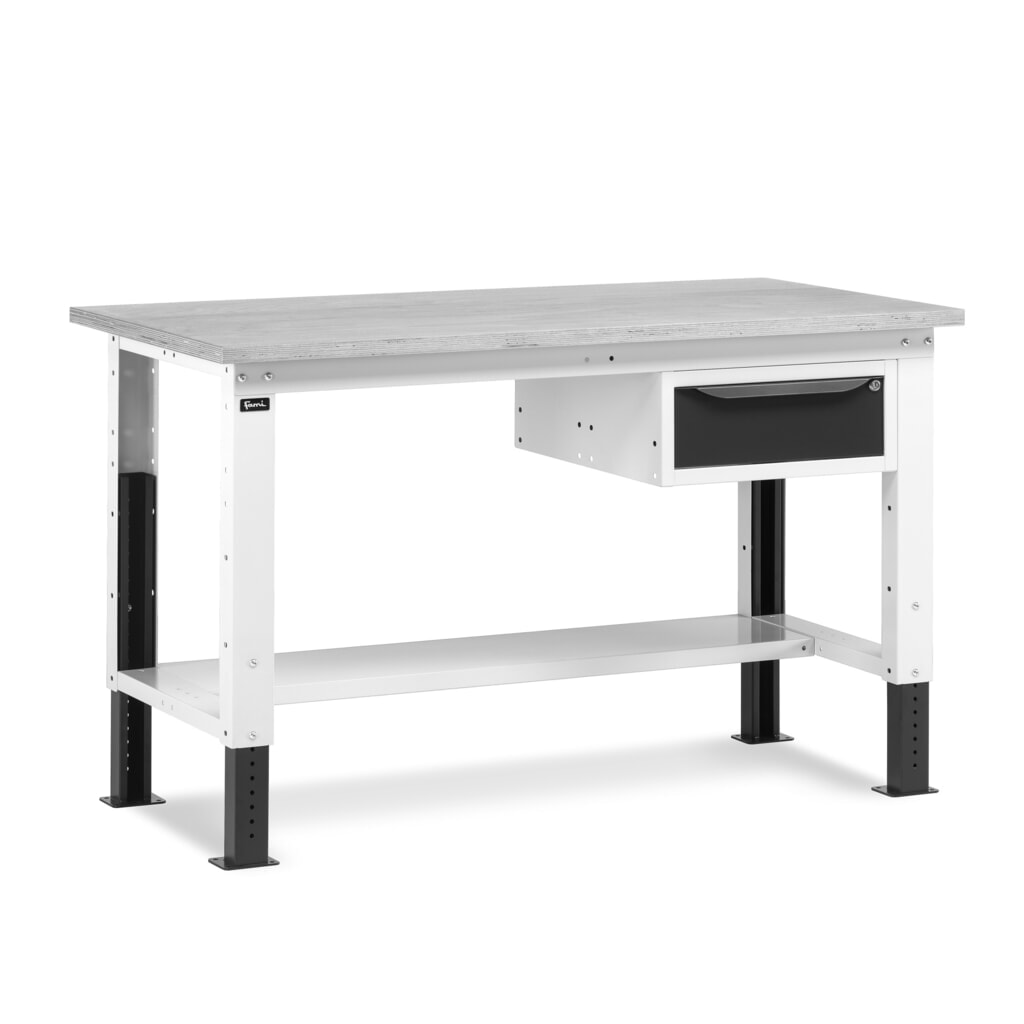 Fami Werkbank, höhenverstellbar u. 1 Schublade, TK 1.000 kg, HxBxT 740-1.110 x 1.500 x 750 mm, RAL 7035 lichtgrau / RAL 7016 anthrazitgrau Produktabbildung: Fami Werkbank, höhenverstellbar u. 1 Schublade, TK 1.000 kg, HxBxT 740-1.110 x 1.500 x 750 mm, RAL 7035 lichtgrau / RAL 7016 anthrazitgrau