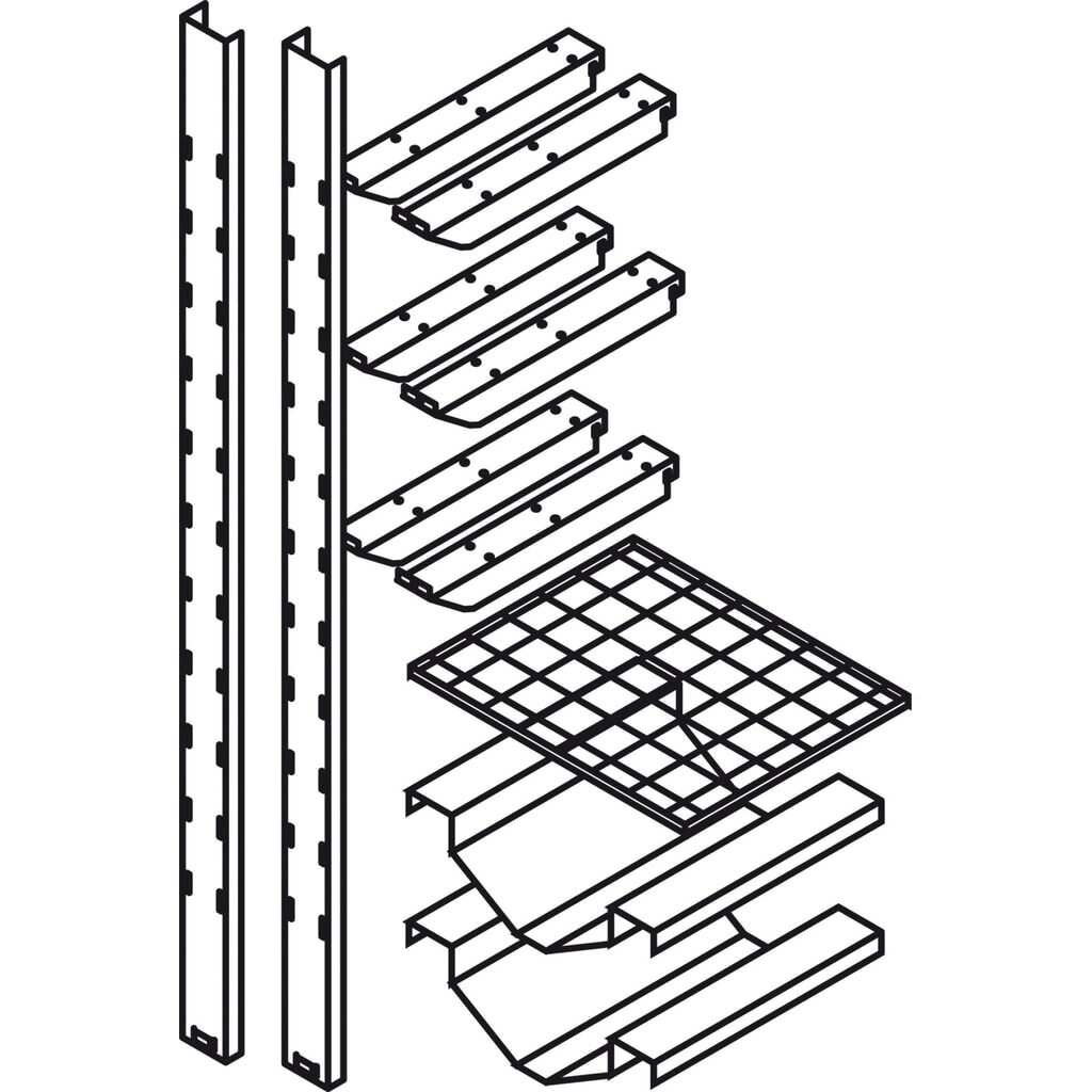Produktabbildung Nr. 2: Fass-/ Gitterrostregal, für Kleingebinde und 2 x 50/60 L Fass für SAFE Tank Gefahrstoffcontainer