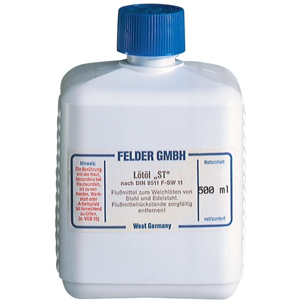 FELDER Lötöl ST, DIN/EN29454-1, 500 ml Flasche Produktabbildung: FELDER Lötöl ST, DIN/EN29454-1, 500 ml Flasche