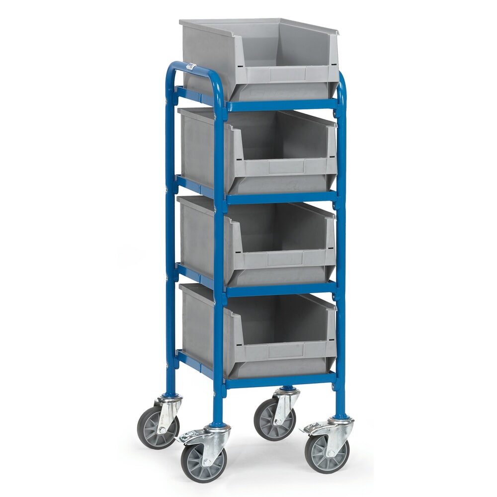 Produktabbildung: fetra®  Beistellwagen mit Sichtlagerkästen, Ladefläche 320 x 470 mm