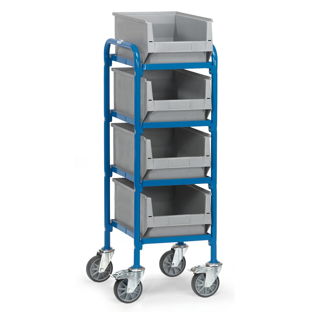 fetra® Beistellwagen mit Sichtlagerkästen, Ladefläche 320 x 470 mm Produktabbildung: fetra® Beistellwagen mit Sichtlagerkästen, Ladefläche 320 x 470 mm