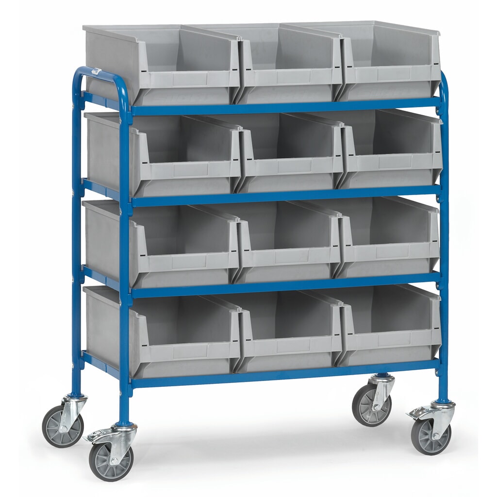 fetra® Beistellwagen mit Sichtlagerkästen, Ladefläche 940 x 470 mm Produktabbildung: fetra® Beistellwagen mit Sichtlagerkästen, Ladefläche 940 x 470 mm