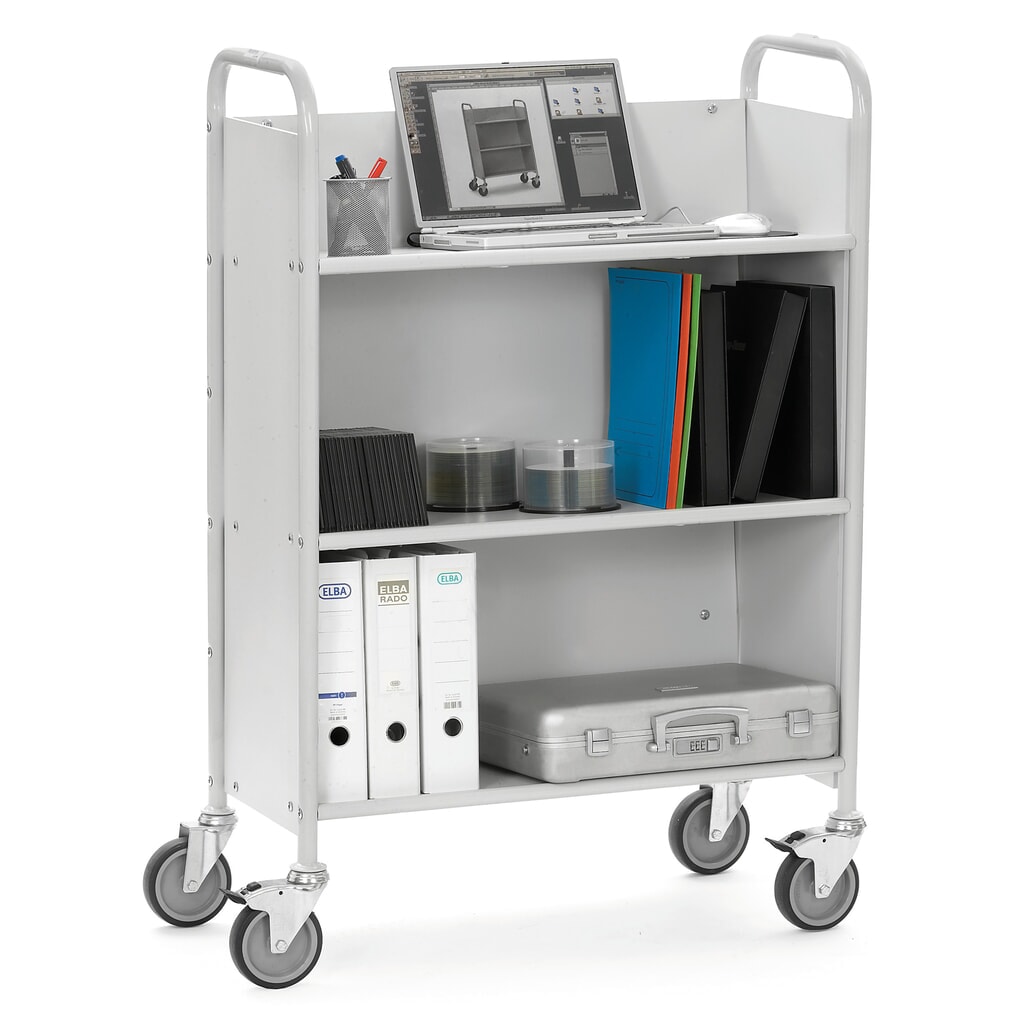 fetra® Büro- und Aktenwagen, 2 Fächer mit Rückwand + geneigten Böden Produktabbildung Nr. 2: fetra® Büro- und Aktenwagen, 2 Fächer mit Rückwand + geneigten Böden