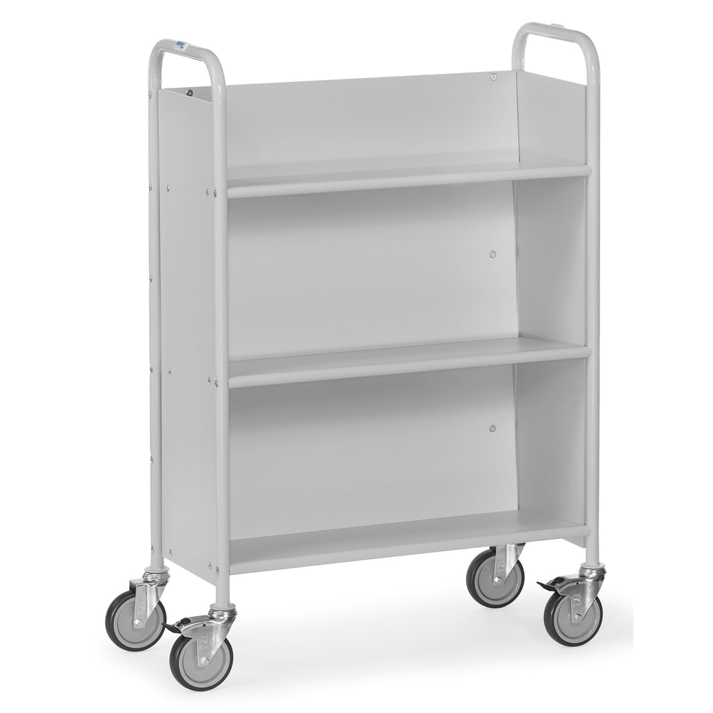 fetra® Büro- und Aktenwagen, 2 Fächer mit Rückwand + geneigten Böden Produktabbildung: fetra® Büro- und Aktenwagen, 2 Fächer mit Rückwand + geneigten Böden