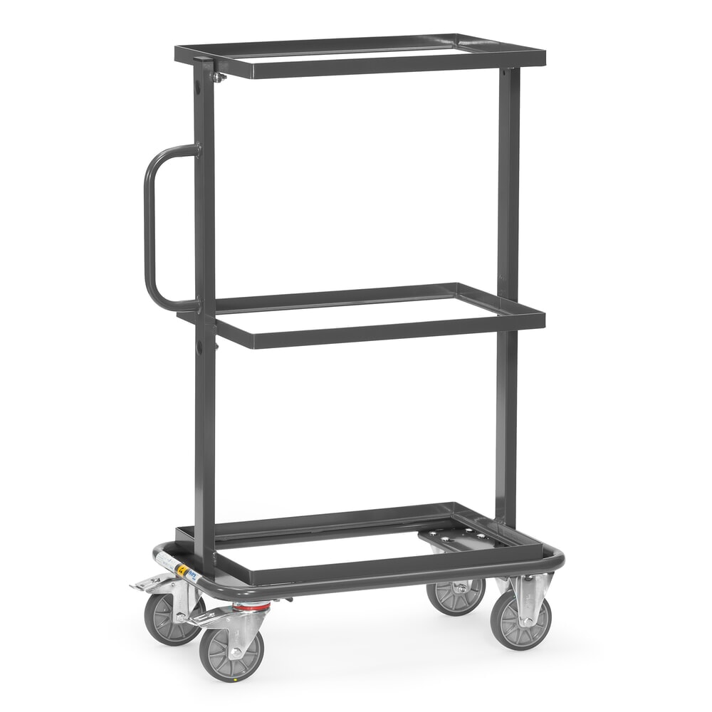 Produktabbildung: fetra® ESD-Beistellwagen, TK 200 kg, 3 Ladeflächen à 405 x 605 mm, ohne Böden
