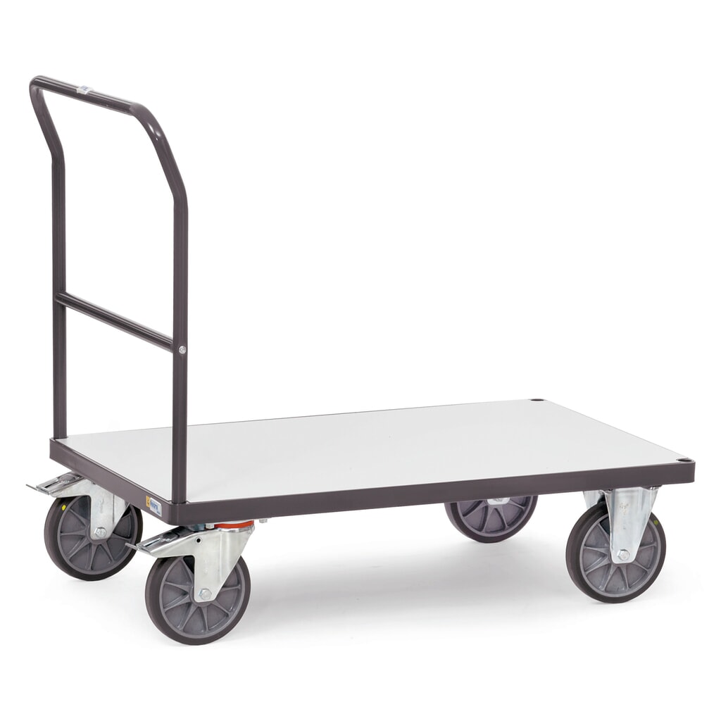 fetra® ESD-Plattformwagen, mit Holzladefläche BxT 600 x 1.000 mm, TK 600 kg Produktabbildung: fetra® ESD-Plattformwagen, mit Holzladefläche BxT 600 x 1.000 mm, TK 600 kg
