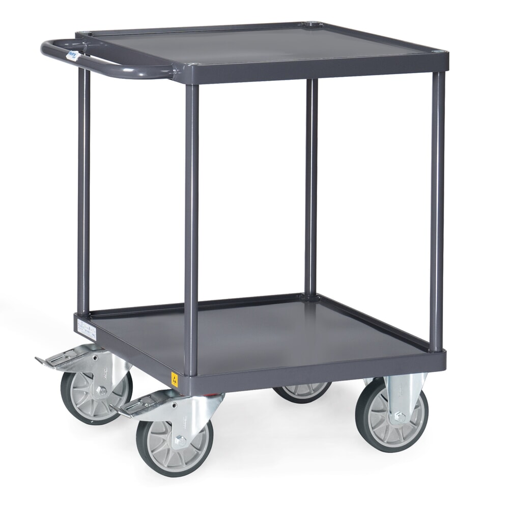 Produktabbildung: fetra® ESD-Tisch- und Montagewagen mit Stahlblechwannen à 600 x 600 mm