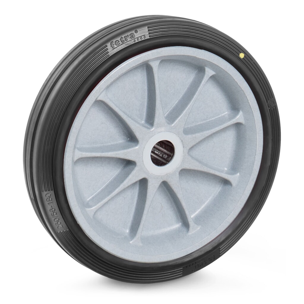 fetra® ESD-Vollgummi-Rad, Rollenlager, ØxB 260 x 56 mm, Tragkraft 300 kg Produktabbildung: fetra® ESD-Vollgummi-Rad, Rollenlager, ØxB 260 x 56 mm, Tragkraft 300 kg