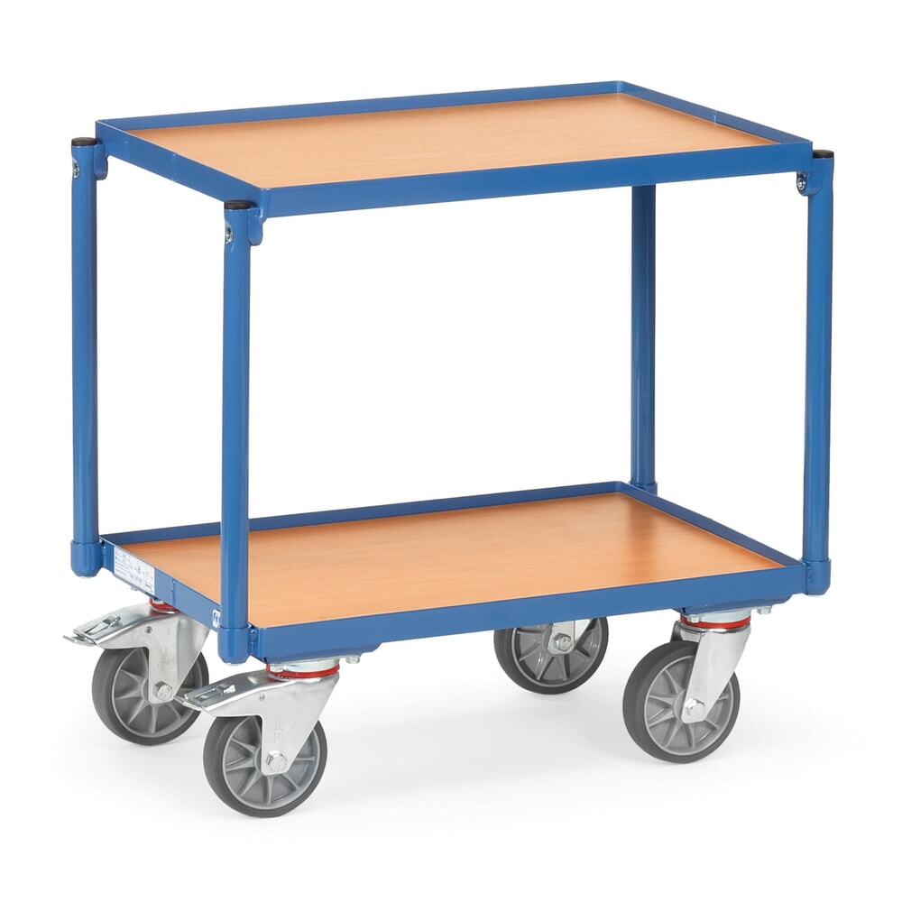 Produktabbildung: fetra® Etagenwagen, 2 Holzböden à 605 x 405 mm, mit Rand, ohne Griff