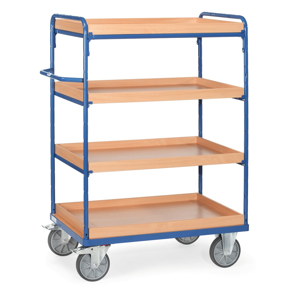 Produktabbildung: fetra® Etagenwagen mit Einlegekästen, 4 Etagen à 1.200 x 800 mm, Höhe 1.552 mm