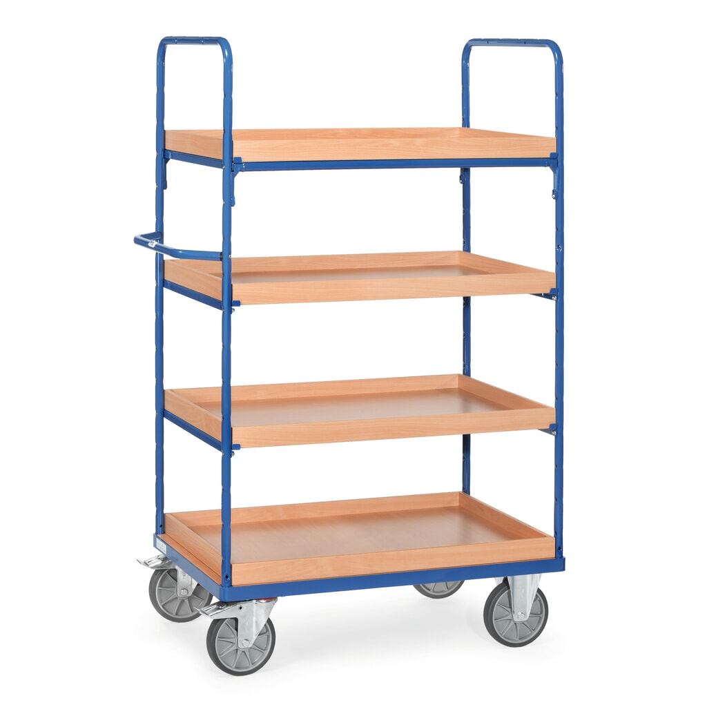 fetra® Etagenwagen mit Einlegekästen, 4 Etagen à 1.200 x 800 mm, Höhe 1.800 mm Produktabbildung: fetra® Etagenwagen mit Einlegekästen, 4 Etagen à 1.200 x 800 mm, Höhe 1.800 mm