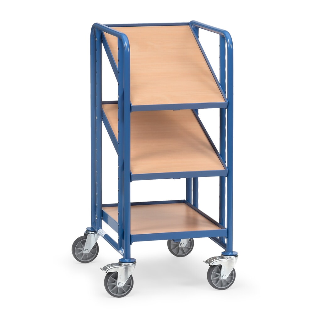 Produktabbildung: fetra® Eurokasten-Etagenwagen, mit Böden, TK 250 kg, 3 Etagen à 410 x 610 mm