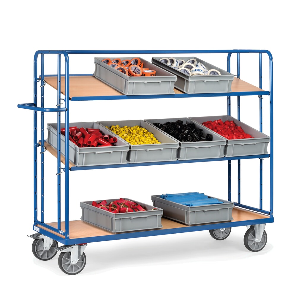 fetra® Eurokasten-Etagenwagen, TK 500 kg, 3 Etagen à 1.250 x 610 mm Produktabbildung Nr. 3: fetra® Eurokasten-Etagenwagen, TK 500 kg, 3 Etagen à 1.250 x 610 mm