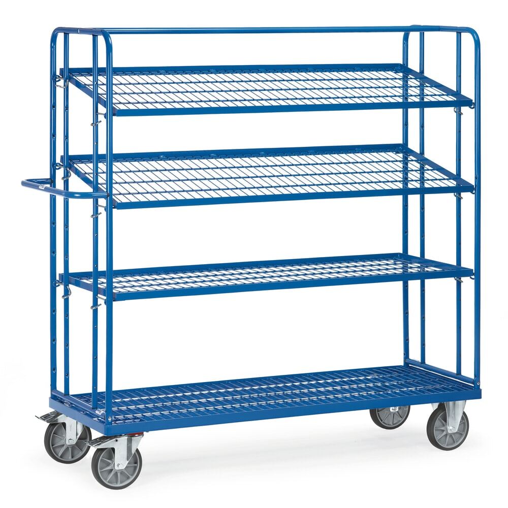 Produktabbildung: fetra® Eurokasten-Etagenwagen, TK 500 kg, mit Gitterböden à 1.250 x 610 mm