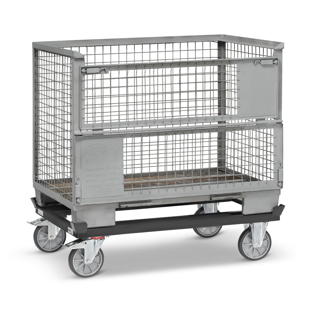 fetra® Fahrgestell mit Fangecken, TK 750 kg, für Paletten 1.200 x 800 mm, TPE-Bereifung, anthrazitgrau Produktabbildung Nr. 4: fetra® Fahrgestell mit Fangecken, TK 750 kg, für Paletten 1.200 x 800 mm, TPE-Bereifung, anthrazitgrau