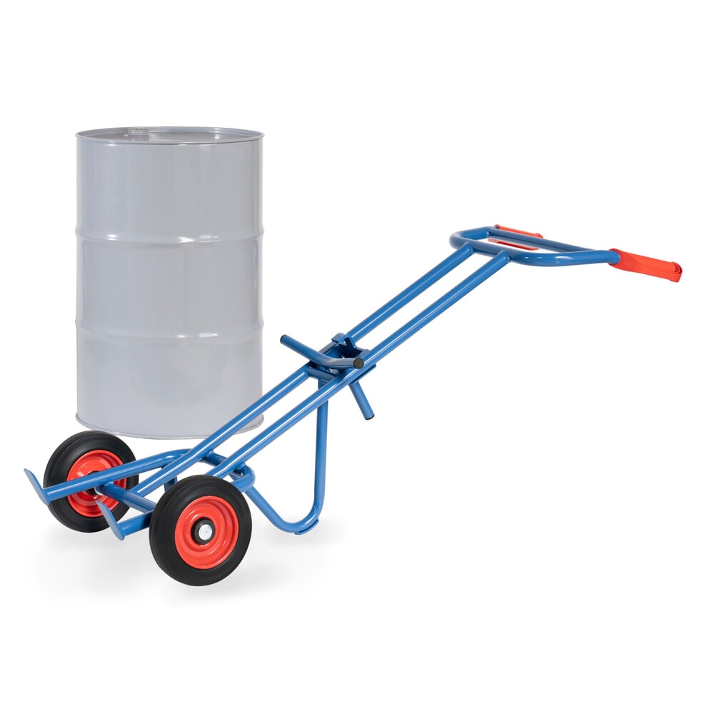 Produktabbildung: fetra® Fasskarre, Tragkraft 300 kg, ohne Stützrad, Vollgummi-Bereifung