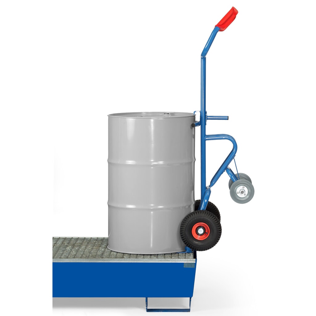 Produktabbildung Nr. 5: fetra® Fasskarre, Tragkraft 300 kg, mit 2 Stützrollen, Luft-Bereifung