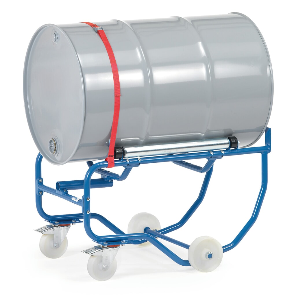 Produktabbildung: fetra® Fasskipper, TK 250 kg, mit Hebelstange, mobil, Stahlrollen zum Drehen des Fasses