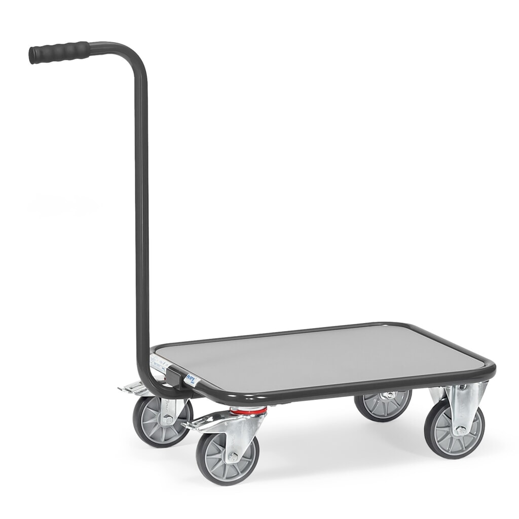 fetra® Griffroller, Holzplattform, 4 Räder, TK 250 kg, anthrazitgrau Produktabbildung: fetra® Griffroller, Holzplattform, 4 Räder, TK 250 kg, anthrazitgrau