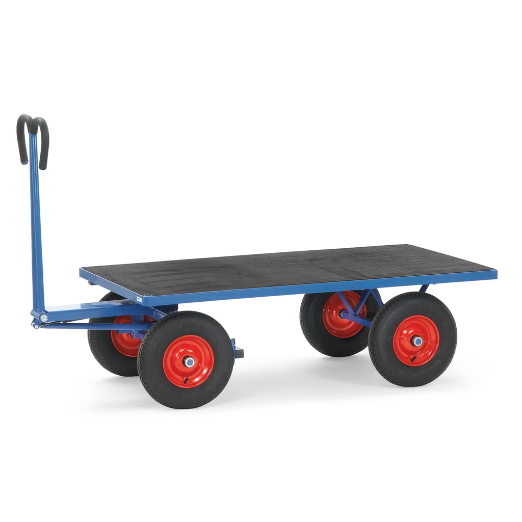 Produktabbildung: fetra® Handpritschenwagen ohne Wände, Ladefläche BxT 900 x 1.600 mm, TK 1.000 kg, Luft-Bereifung