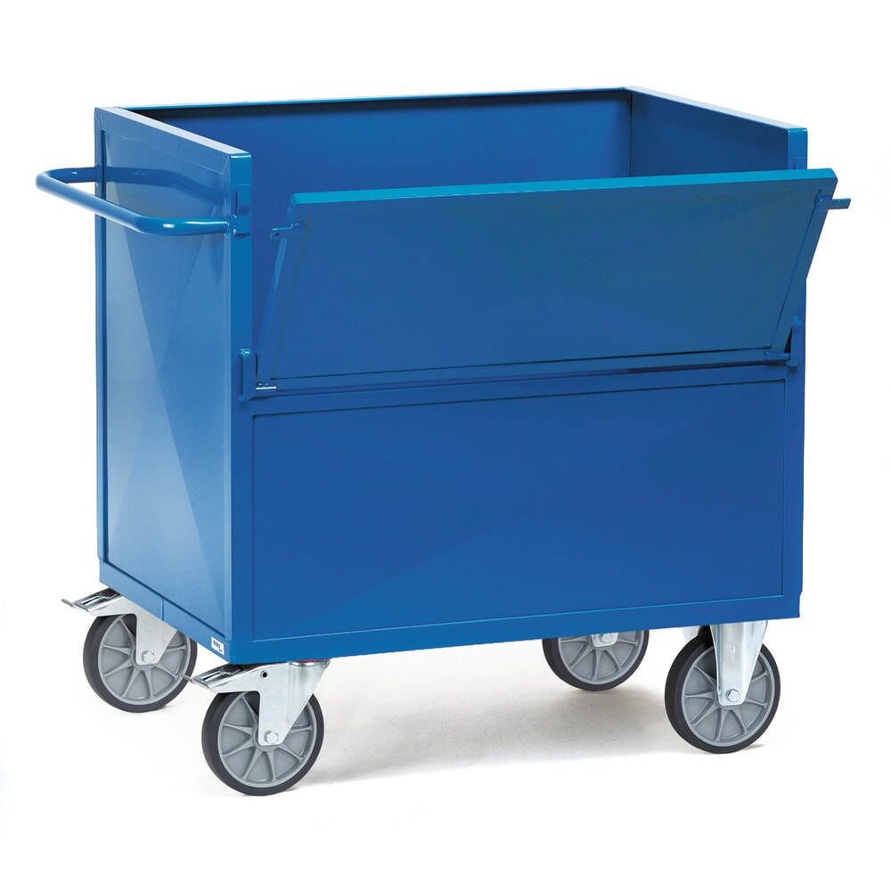 Produktabbildung: fetra® Kastenwagen mit Stahlblechwänden, pulverbeschichtet, Ladefläche 800 x 1.200 mm