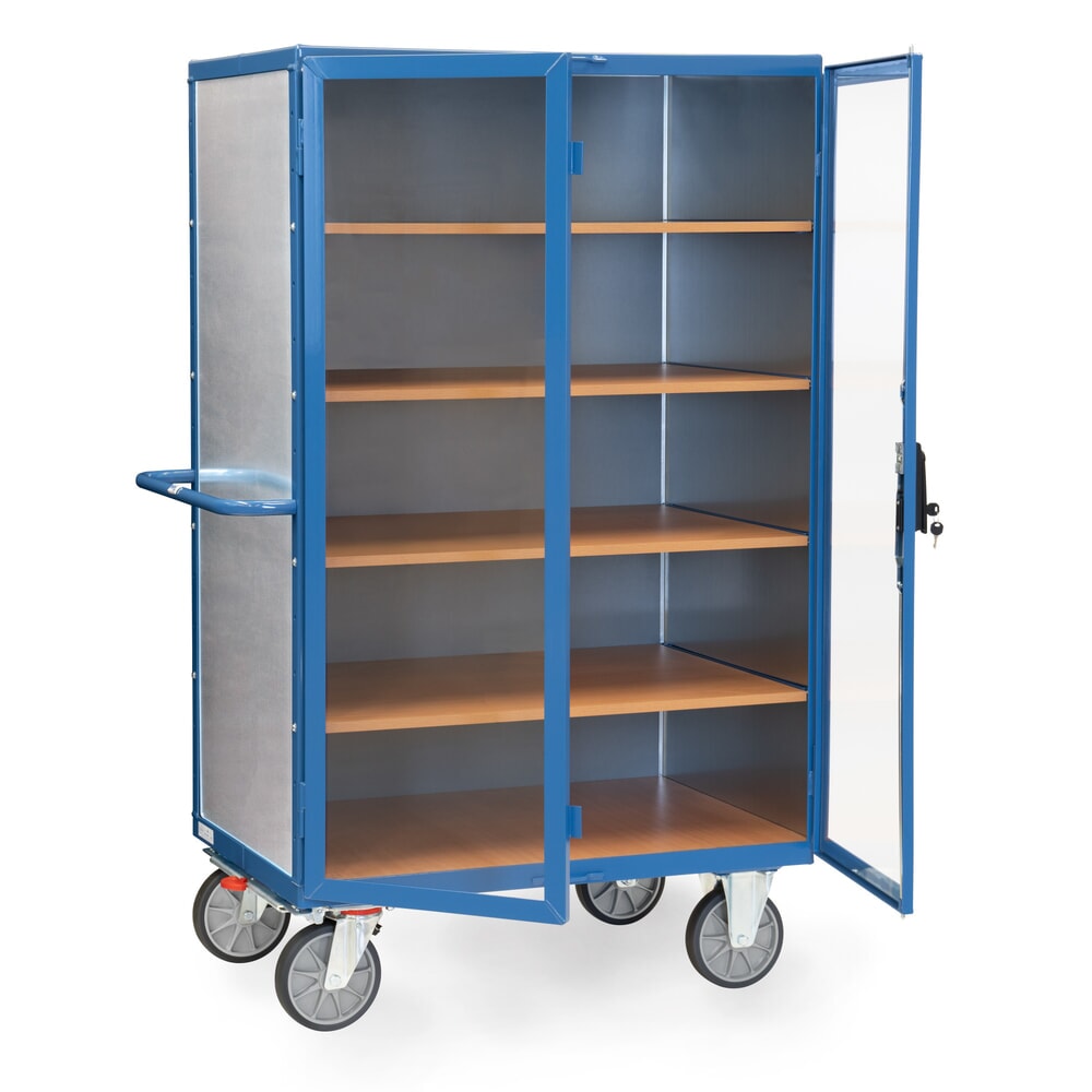 Produktabbildung Nr. 4: fetra® Kastenwagen mit Stahlblechwänden, transparenten Türen, 4 Zwischenböden, HxBxL 1.792 x 845 x 1.170 mm