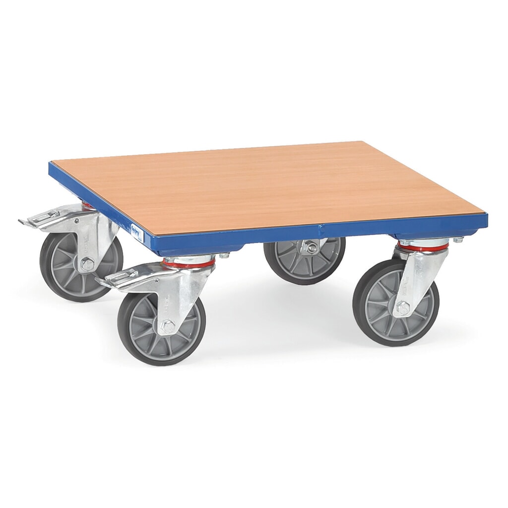 Produktabbildung: fetra® Kistenroller mit Holzplattform, TK 400 kg, Ladefläche BxT 600 x 600 mm