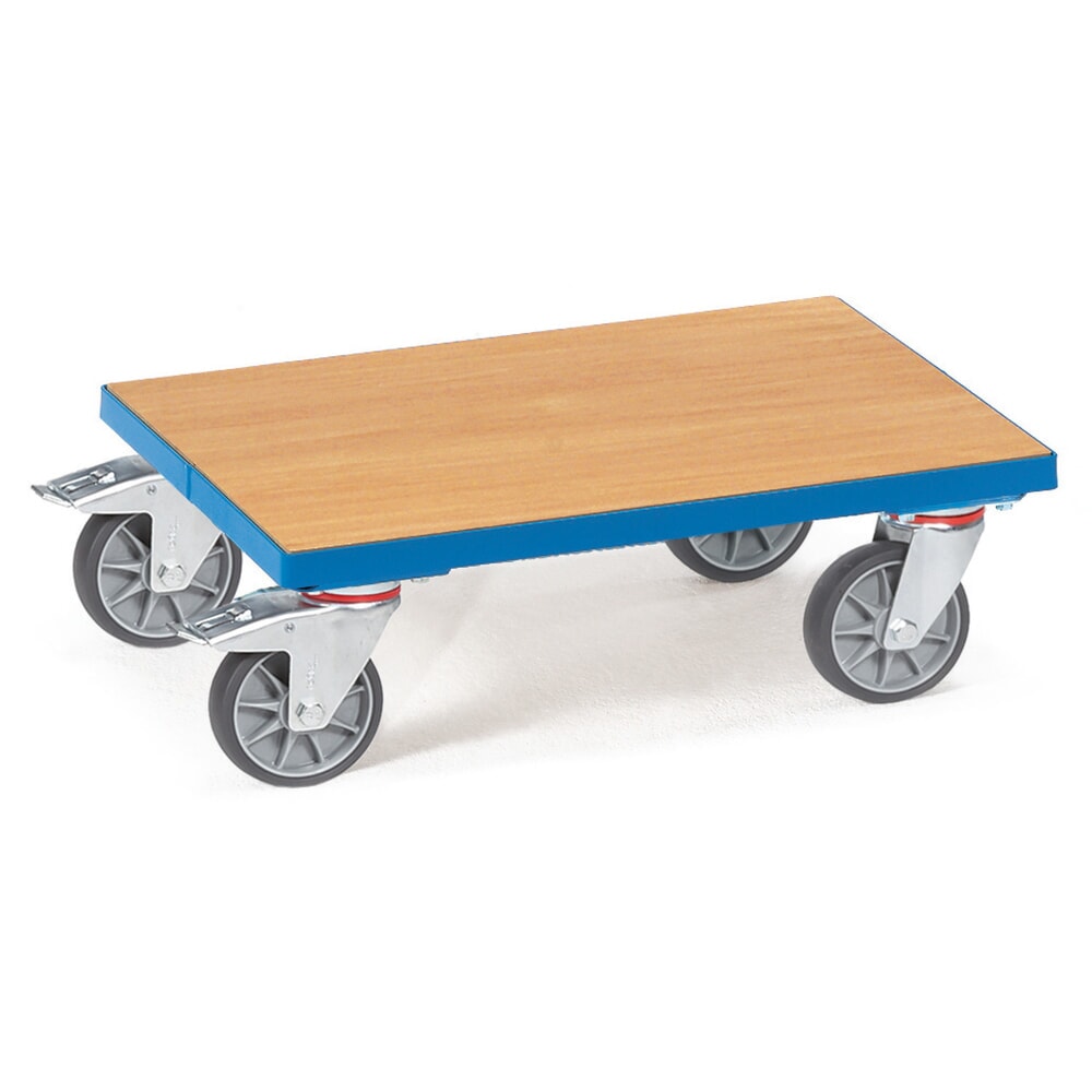 Produktabbildung: fetra® Kistenroller mit Holzplattform, TK 250 kg, Ladefläche BxT 610 x 410 mm