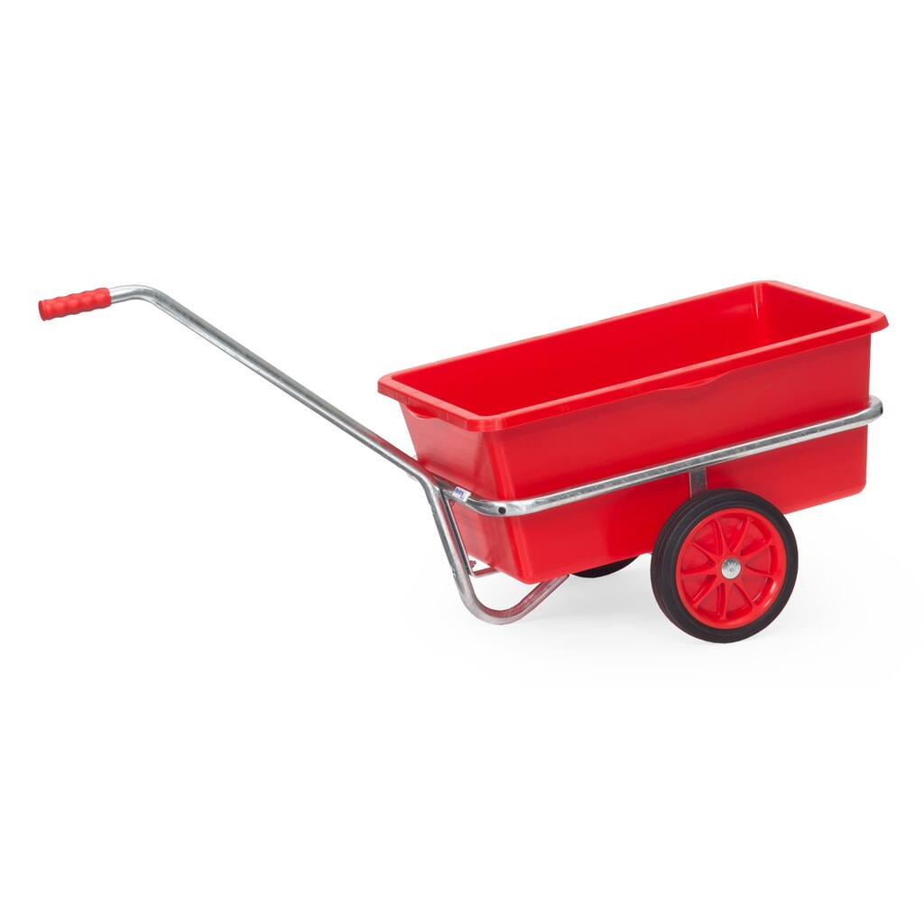 Produktabbildung: fetra® Leicht-Handwagen mit Kunststoffmulde, Vollgummirädern, HxBxL 777 mm x 581 mm x 1.401 mm, Tragkraft 200 kg, feuerverzinkt