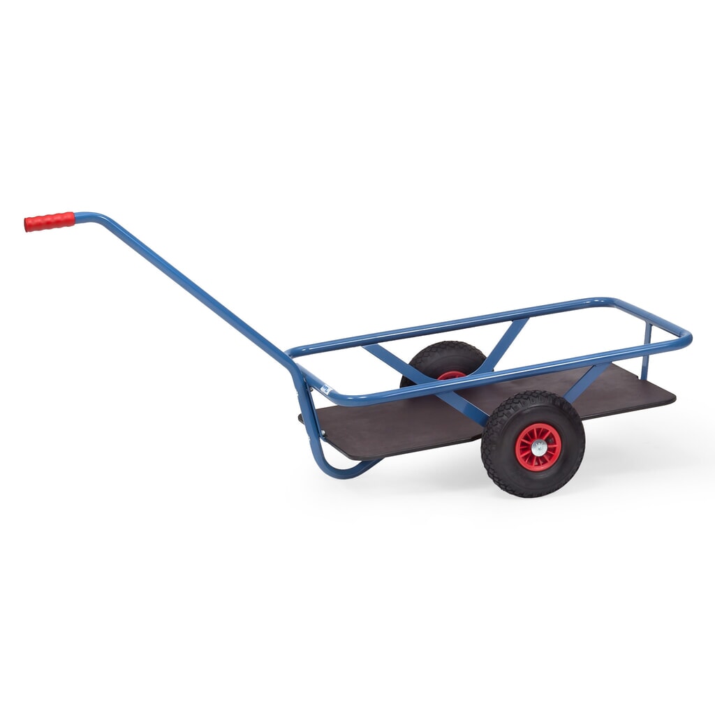 fetra® Leicht-Handwagen mit Vollgummirädern, HxBxL 777 mm x 668 mm x 1.524 mm, Tragkraft 200 kg, blau lackiert Produktabbildung: fetra® Leicht-Handwagen mit Vollgummirädern, HxBxL 777 mm x 668 mm x 1.524 mm, Tragkraft 200 kg, blau lackiert