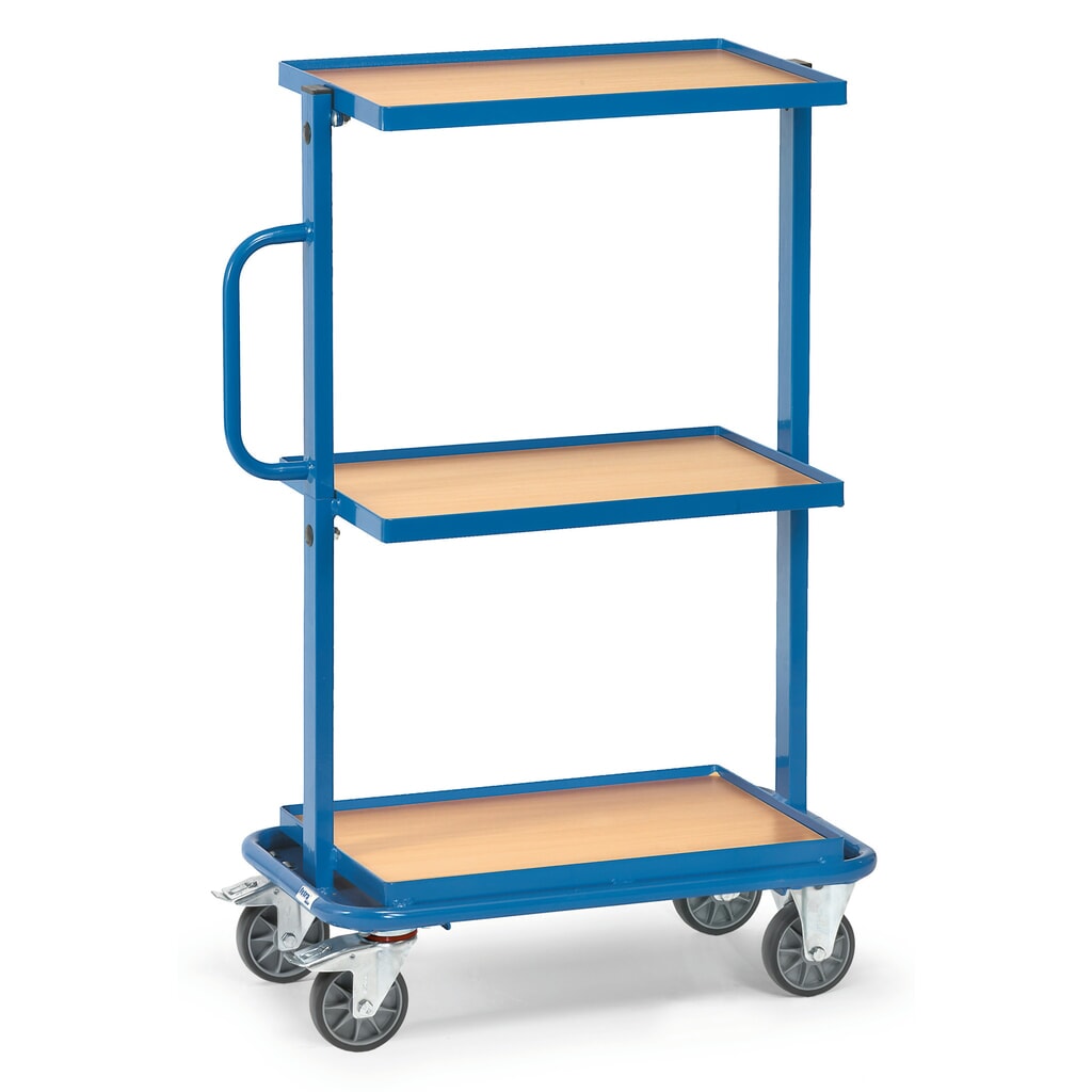 fetra® Montagewagen, Holzwerkstoffplatten, 3 feste Böden Produktabbildung: fetra® Montagewagen, Holzwerkstoffplatten, 3 feste Böden
