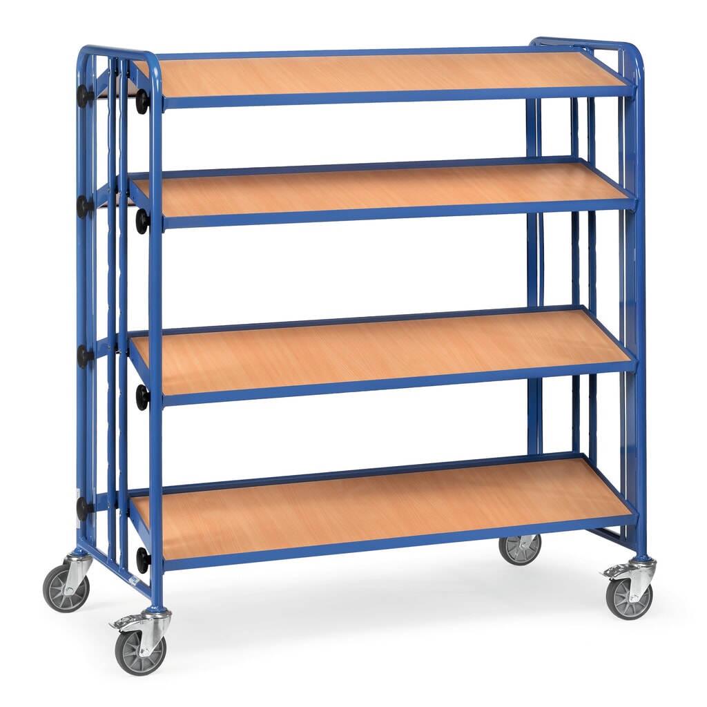 fetra® Montagewagen mit Bodenplatten, 4 Etagen, zweiseitig Produktabbildung: fetra® Montagewagen mit Bodenplatten, 4 Etagen, zweiseitig