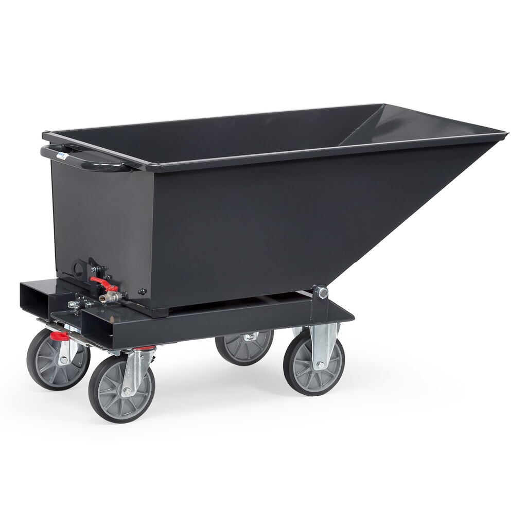 Produktabbildung Nr. 3: fetra® Muldenkipper mit Ablasshahn, Volumen 0,25 m³, RAL 7016 anthrazitgrau