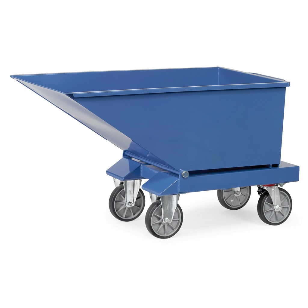 fetra® Muldenkipper mit Rollen, Volumen 0,25 m³, Blau Produktabbildung: fetra® Muldenkipper mit Rollen, Volumen 0,25 m³, Blau