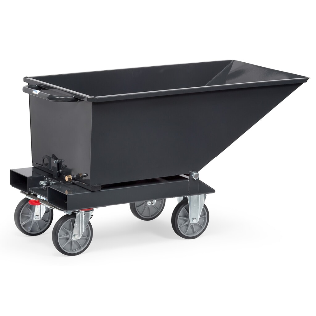 fetra® Muldenkipper mit Rollen, 0,25 m³, Anthrazitgrau Produktabbildung Nr. 3: fetra® Muldenkipper mit Rollen, 0,25 m³, Anthrazitgrau