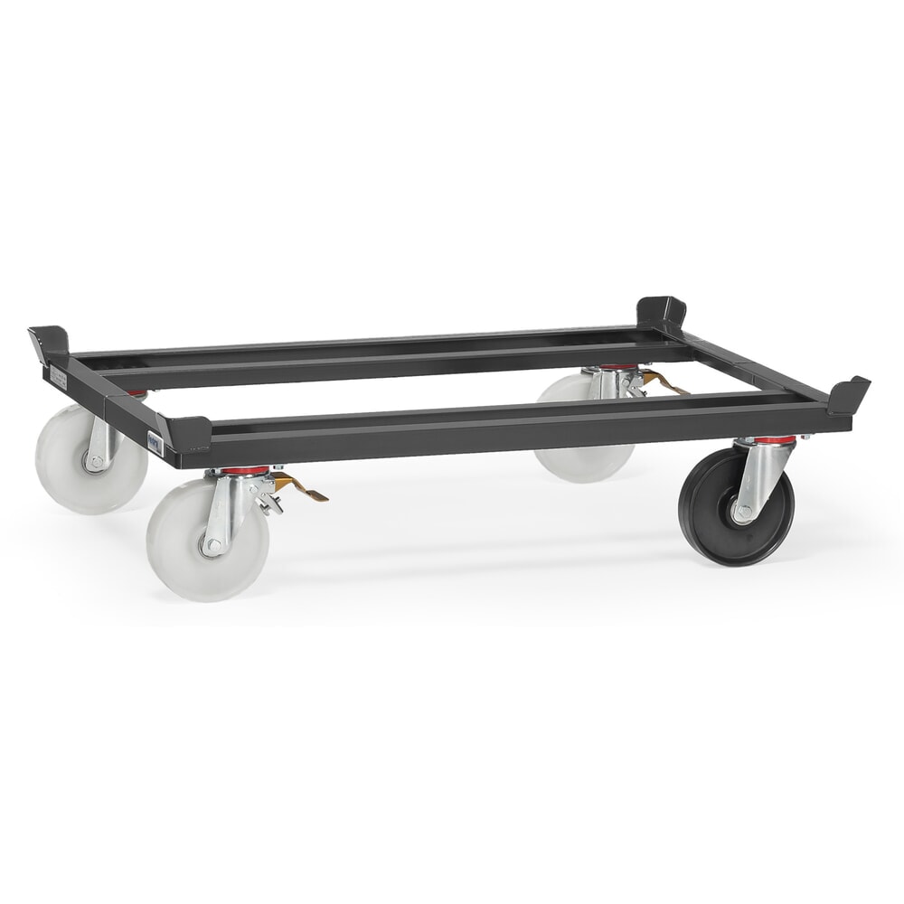 Produktabbildung: fetra® Paletten-Fahrgestell, Polyamid-Räder, 1 elektr. leitfähig, Tragkraft 1.050 kg, à 1.210 x 1.010 mm, anthrazitgrau