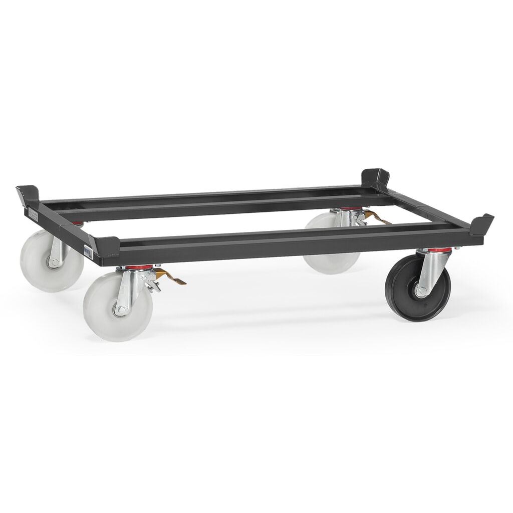 Produktabbildung: fetra® Paletten-Fahrgestell, Polyamid-Räder, 1 elektr. leitfähig, Tragkraft 1.050 kg, à 1.210 x 810 mm, anthrazitgrau
