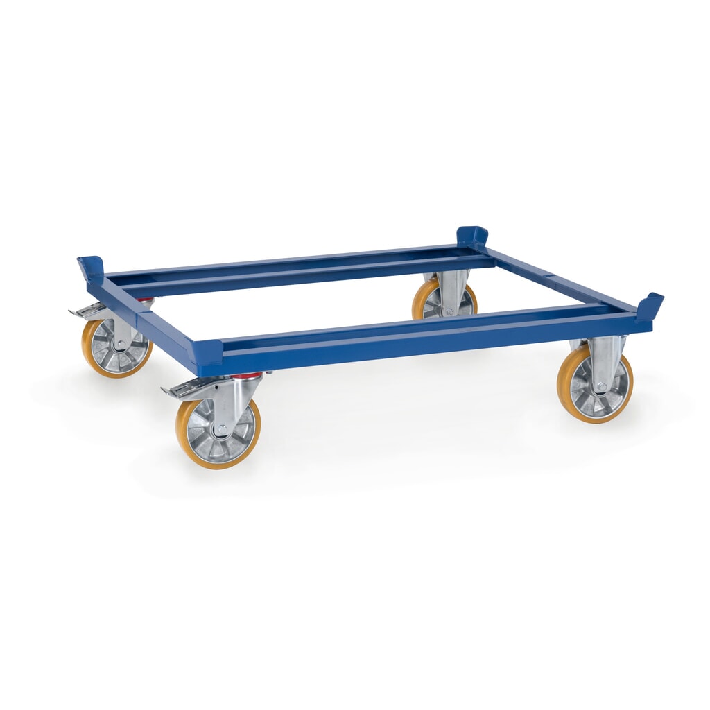 fetra® Paletten-Fahrgestell, PU-Räder, Tragkraft 1.050 kg, à 1.210 x 1.010 mm, brillantblau Produktabbildung: fetra® Paletten-Fahrgestell, PU-Räder, Tragkraft 1.050 kg, à 1.210 x 1.010 mm, brillantblau