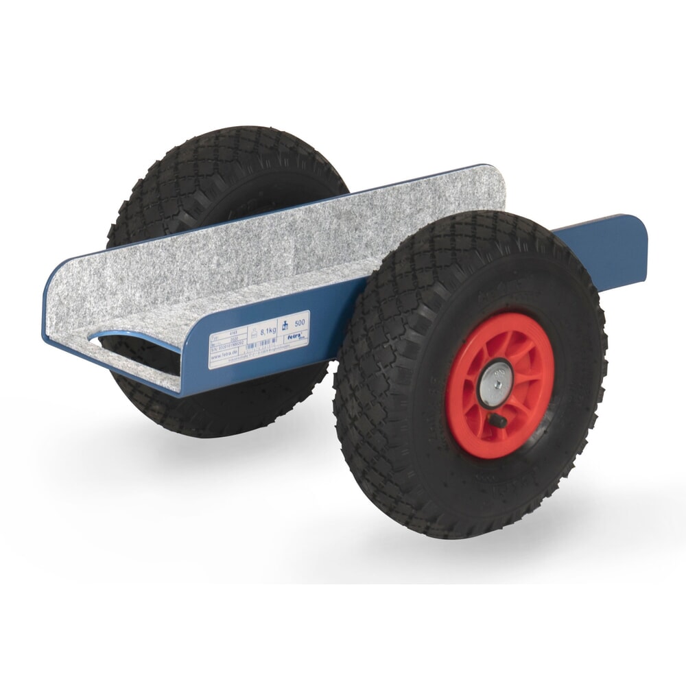 Produktabbildung: fetra® Plattenroller mit Auflage, Tragkraft 500 kg, Auflage 500 x 150 mm, Vollgummi-Bereifung