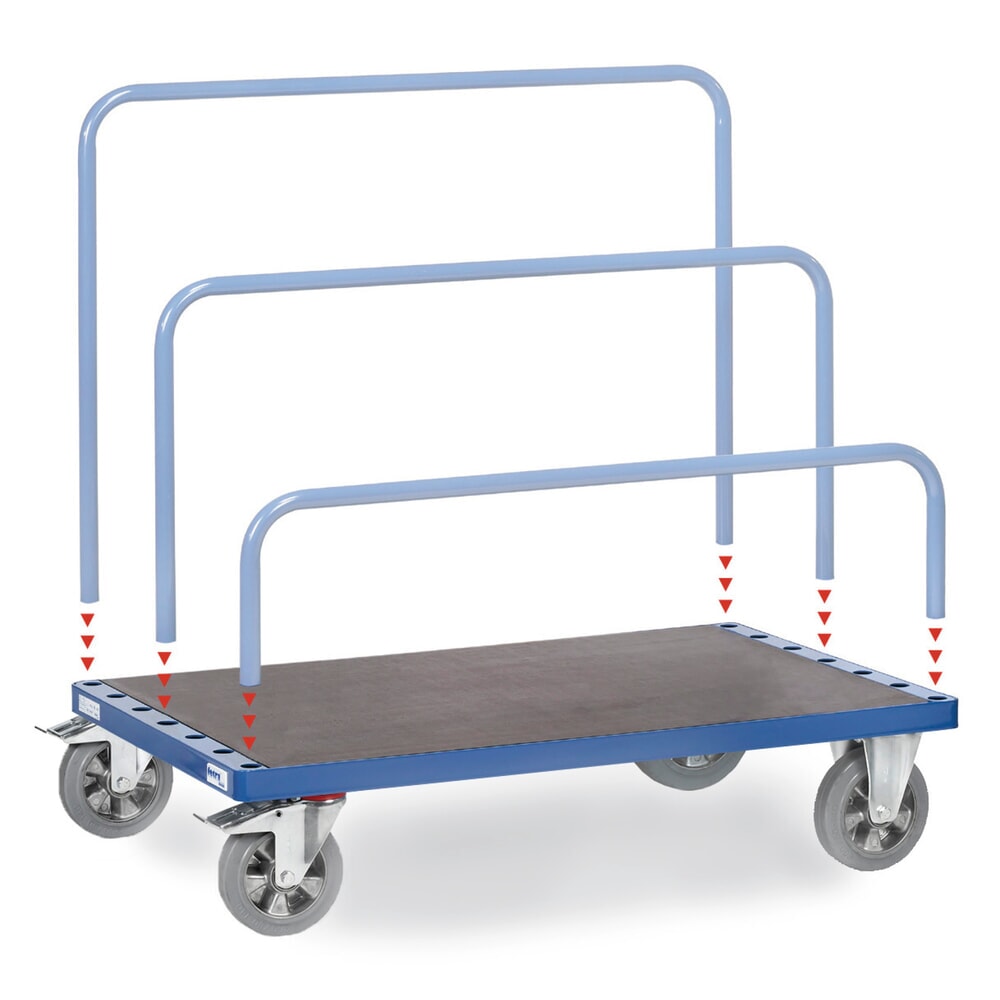 Produktabbildung: fetra® Plattenwagen, ohne Bügel, Ladefläche BxT 1.600 x 800 mm, Tragkraft 1.200 kg