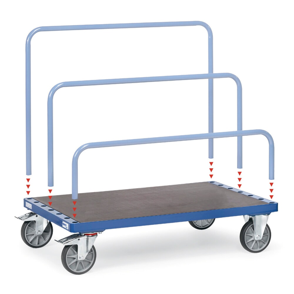 Produktabbildung: fetra® Plattenwagen, ohne Bügel, Ladefläche BxT 1.600 x 800 mm, Tragkraft 750 kg