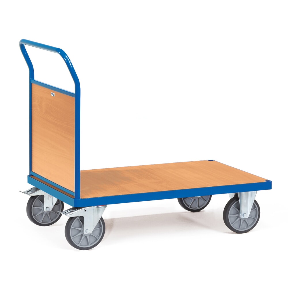 Produktabbildung: fetra® Plattformwagen, mit Holz-Stirnwand, Ladefläche BxT 500 x 850 mm