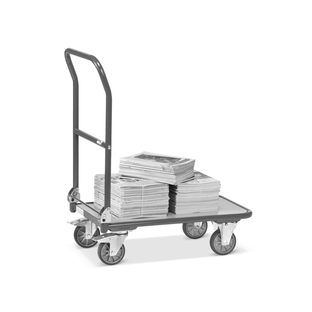 Produktabbildung Nr. 6: fetra® Plattformwagen mit Holzladefläche, Bügel klappbar, BxT 600 x 900 mm, TK 250 kg