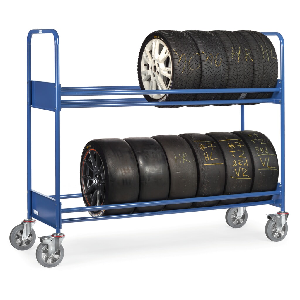fetra® Reifenwagen, Tragkraft 500 kg, HxBxL 1.670 x 670 x 1.990 mm Produktabbildung: fetra® Reifenwagen, Tragkraft 500 kg, HxBxL 1.670 x 670 x 1.990 mm