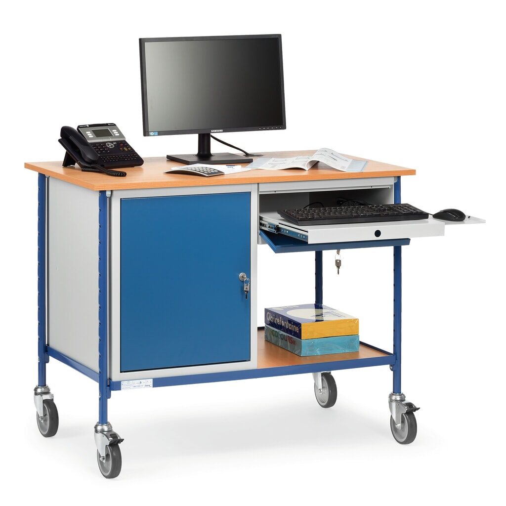 fetra® Rolltisch, Tagkraft 150 kg, 1 Stahlschrank, 1 Schublade Produktabbildung Nr. 2: fetra® Rolltisch, Tagkraft 150 kg, 1 Stahlschrank, 1 Schublade