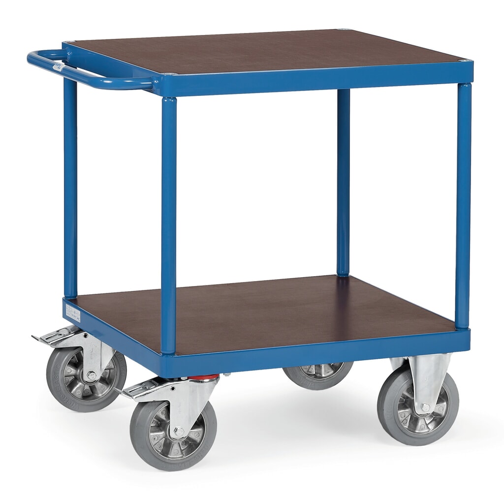 fetra® Schwerlast-Tischwagen, TK 1.200 kg, 2 Etagen à 700 x 700 mm Produktabbildung: fetra® Schwerlast-Tischwagen, TK 1.200 kg, 2 Etagen à 700 x 700 mm