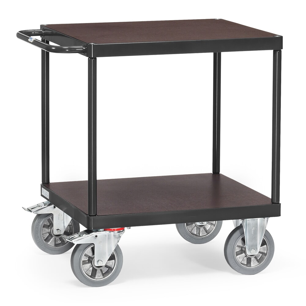 Produktabbildung: fetra® Schwerlast-Tischwagen, TK 1.200 kg, 2 Etagen à 700 x 700 mm, anthrazitgrau