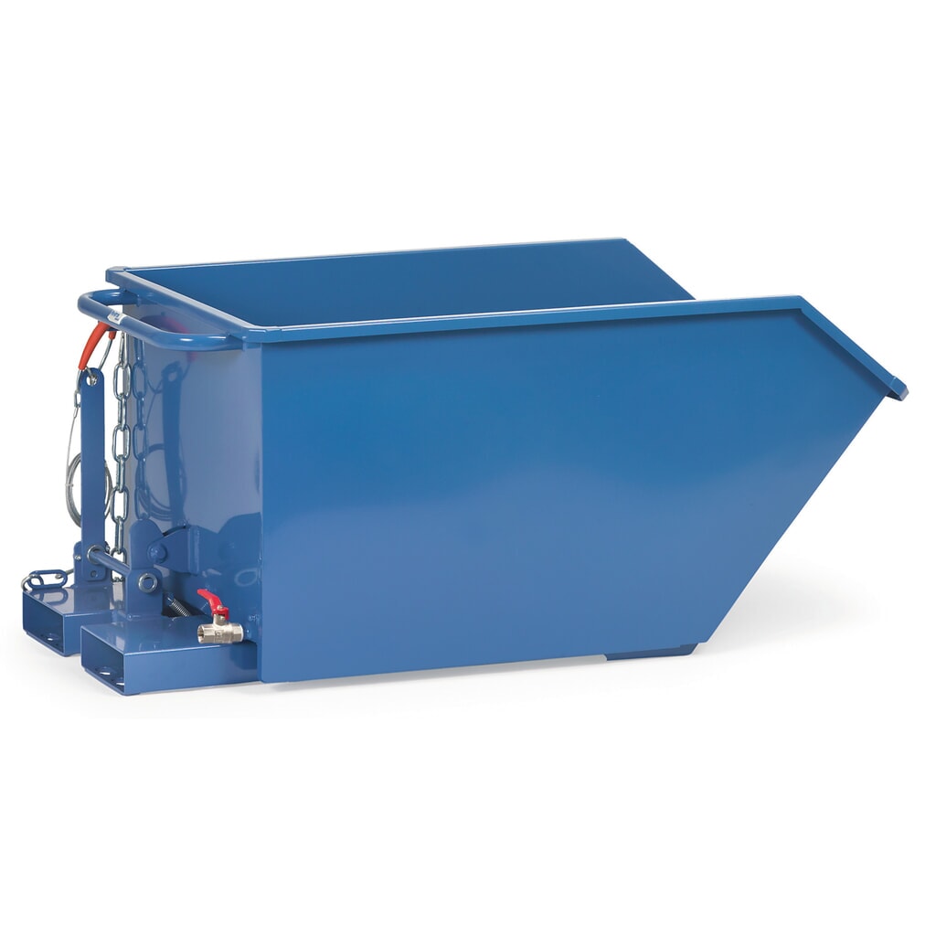 fetra® Selbstkipper mit Ablasshahn, Behälter Volumen 500 l, Tragkraft 1.000 kg Produktabbildung: fetra® Selbstkipper mit Ablasshahn, Behälter Volumen 500 l, Tragkraft 1.000 kg