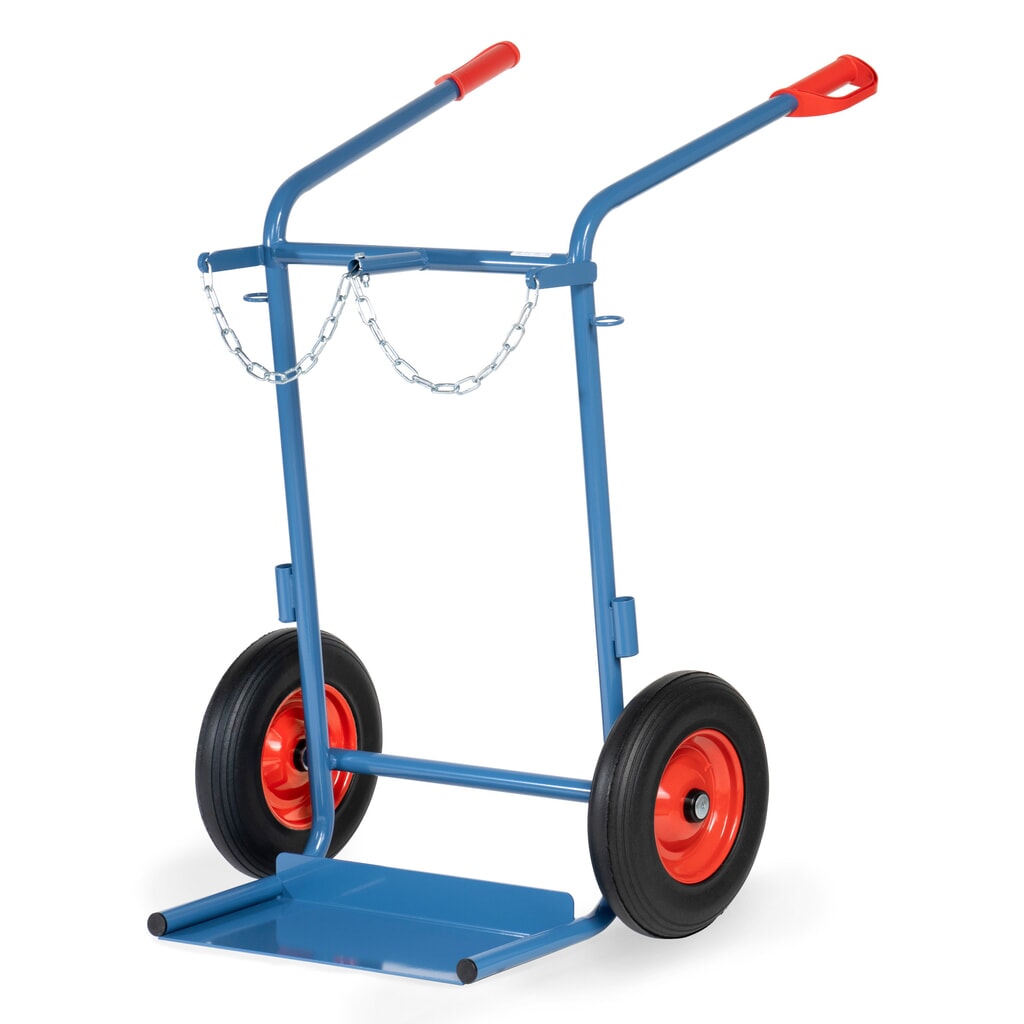 fetra® Stahlflaschen-Karre, für 2 Stahlflaschen à 40-50 Liter, Vollgummi-Bereifung Produktabbildung: fetra® Stahlflaschen-Karre, für 2 Stahlflaschen à 40-50 Liter, Vollgummi-Bereifung